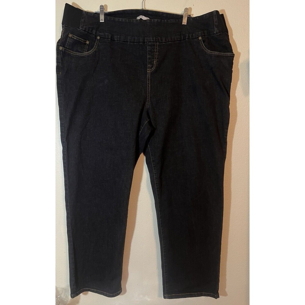 Woman Within Plus Size Black Tapered Jeans with Elastic Stretch - Size 28W